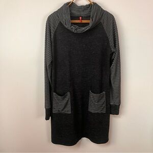 USA Made Paolino Lagenlook X-Large Velvet/Velour Black Knit Neck Dress/Tunic